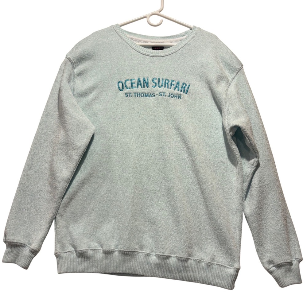 Isaac's Designs Ocean Surfari St Thomas St John Light Blue Sweatshirt Women's XL